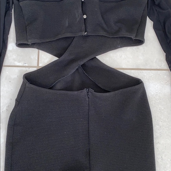 TFNC London Black Cut-Out Dress with Mesh Details - Picture 7 of 8